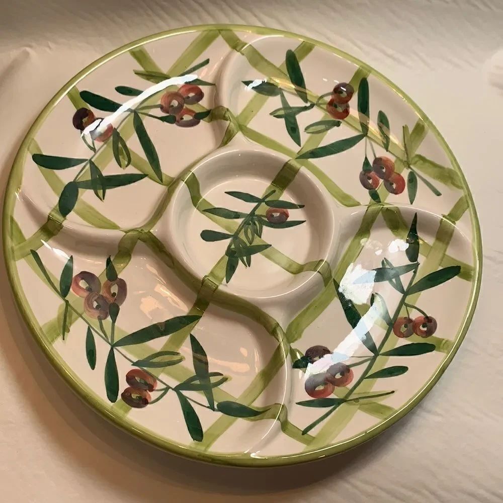 Appetizer Or Chip And Dip Tray Cherries 5 Dividers